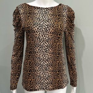 NWT GIBSON LATIMER Top M Scoop Back Puff Sleeve Long Sleeved Stretch